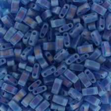 Miyuki half tila 5x2.4mm beads - Matted transparent capri blue ab HTL-149FR